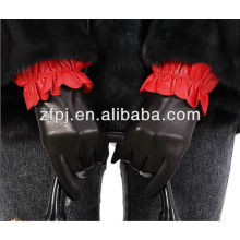 Ladies winter dress hot genuine lamb leather black tight leather gloves